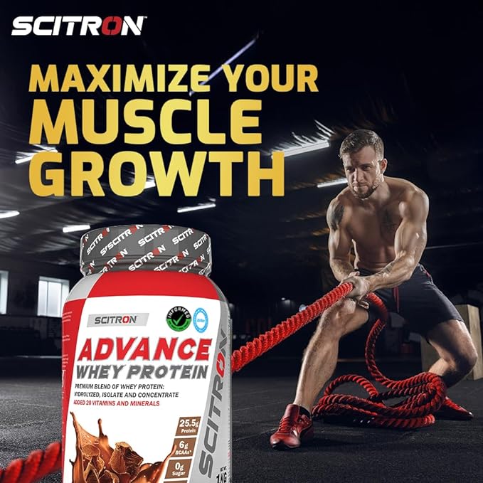 Scitron Advance Whey Protein | Vitamins | Informed Choice Certified | Chocolate