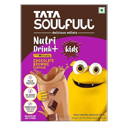Tata SoulFull Nutri Drink | Kids | Millets and Chocolate Brownie | Probiotics | No Preservatives