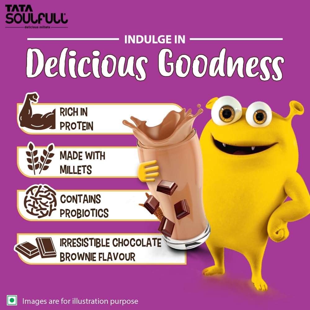 Tata SoulFull Nutri Drink | Kids | Millets and Chocolate Brownie | Probiotics | No Preservatives