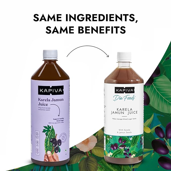 Kapiva Karela Jamun Juice, Controls Blood Sugar Levels (Pack of 2)