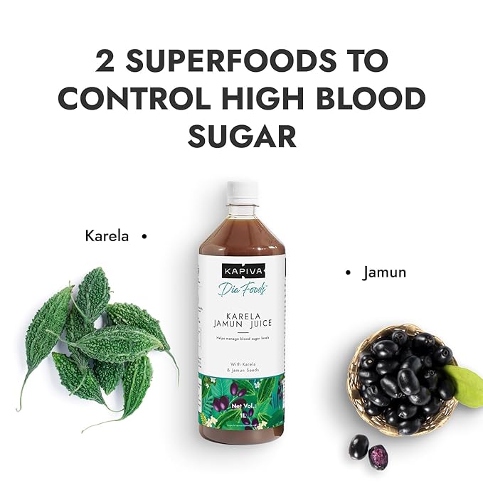 Kapiva Karela Jamun Juice, Controls Blood Sugar Levels (Pack of 2)