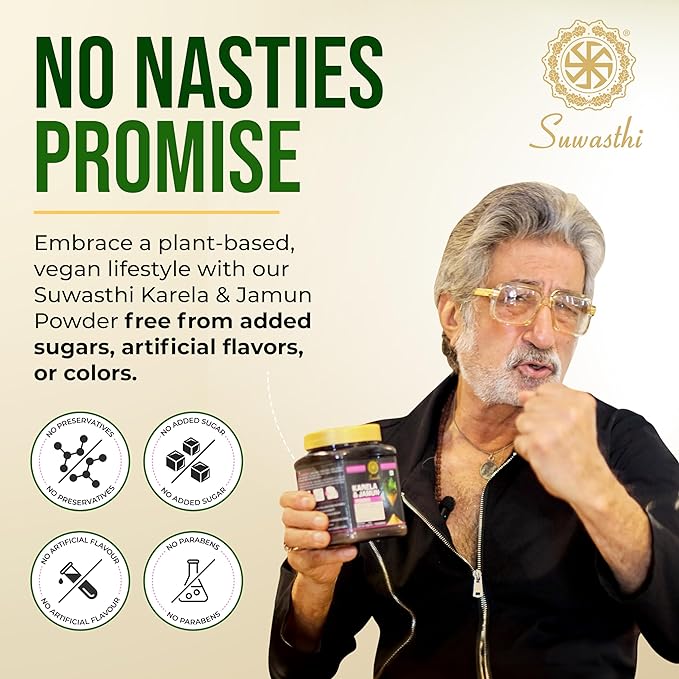 Suwasthi Karela Jamun Powder | 11 Potent Herbs | Blood Sugar Regulation | Diabetes Management