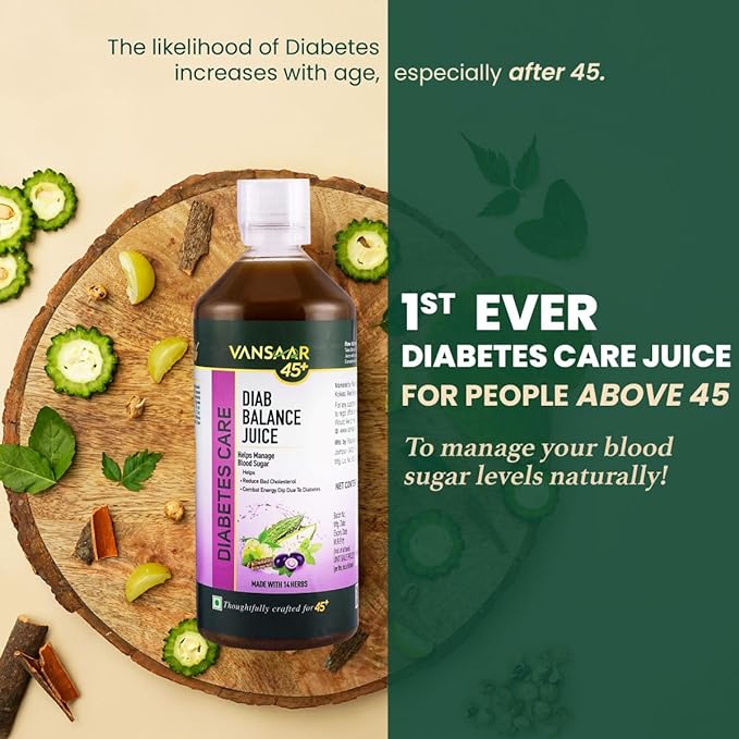 Vansaar 45 Diab Balance Juice | Karela Enriched | Lowers Blood Sugar Naturally