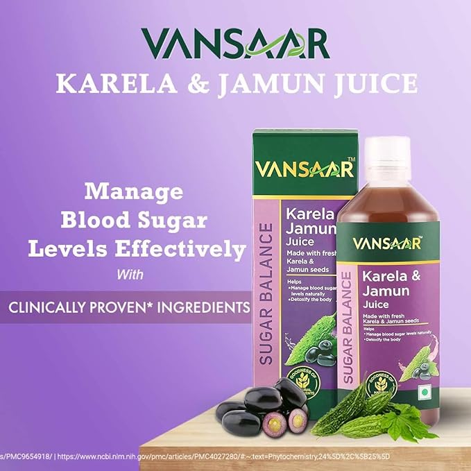 Vansaar Karela Jamun Juice | Manages Blood Sugar | Prediabetics and Diabetics