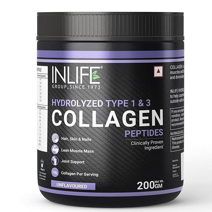 INLIFE Japanese Hydrolyzed Collagen Peptides Powder Supplement for Men & Women (Unflavoured)