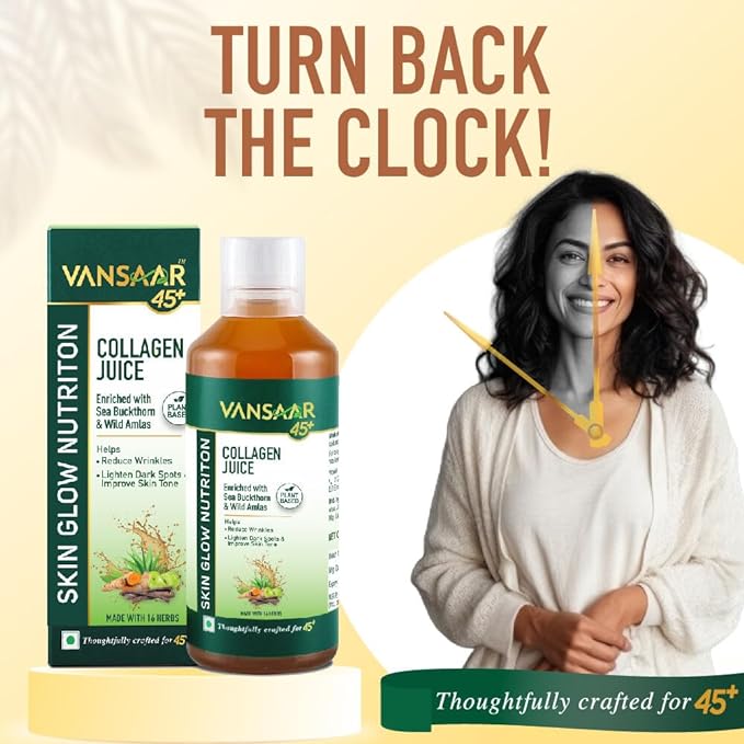 Vansaar Anti-Ageing Collagen | Clinically Studied | Sea Buckthorn and Ashwagandha | Absorption Enhanced