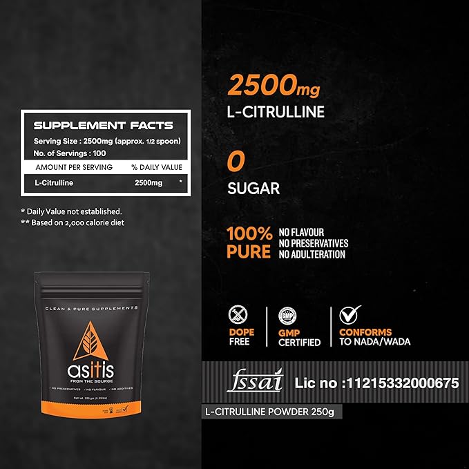 AS-IT-IS Pure L-Citrulline Powder | Boosts Nitric Oxide | Muscle Pump | Unflavoured