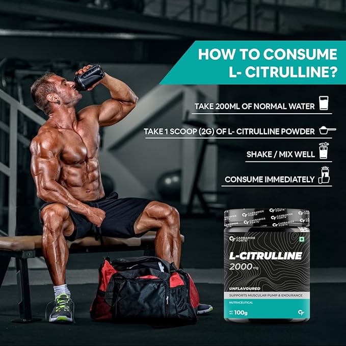 Carbamide Forte L Citrulline Powder 2000mg | Pre-Workout | Nitric Oxide Boost | Unflavoured | 50 Servings