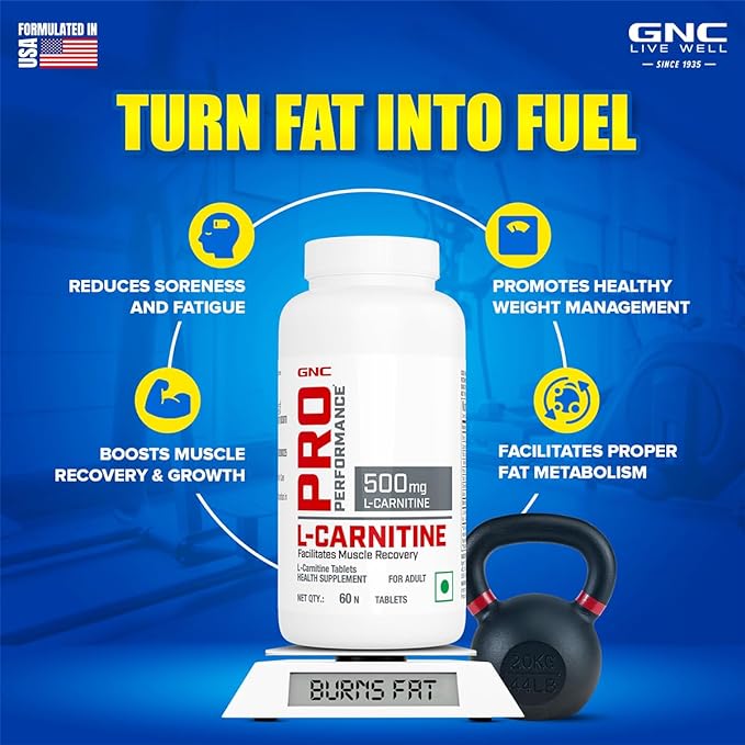 GNC Pro Performance L Carnitine | 500mg per Serving | Burns Fat | Weight Loss