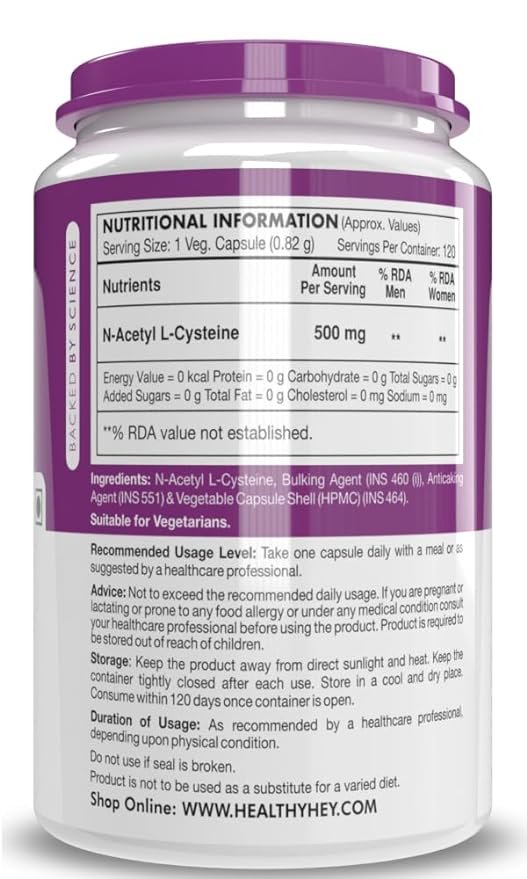 HealthyHey Nutrition N Acetyl L Cysteine (NAC) Non GMO Gluten Free