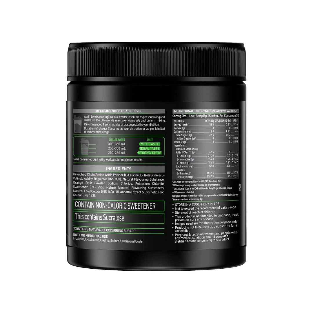 MuscleBlaze BCAA Pro | 5g Vegan BCAAs | 500mg Electrolytes | Intra-Workout | Tropical Fest