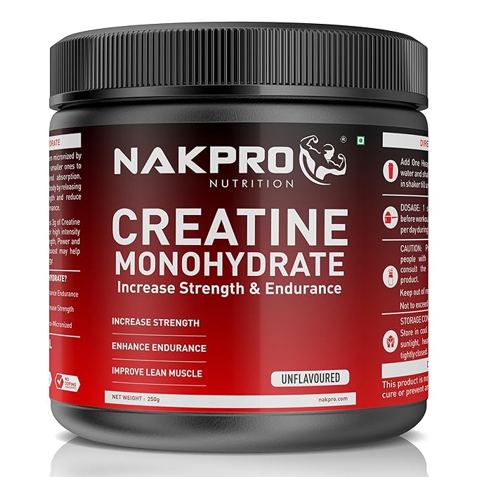 Nakpro Micronised Creatine Monohydrate | Fast Dissolving | Muscle Endurance and Recovery | Unflavoured
