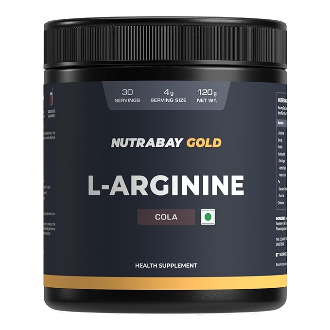 Nutrabay Gold L-Arginine Supplement Powder | Pre-Workout | Endurance and Muscle Building | Cola