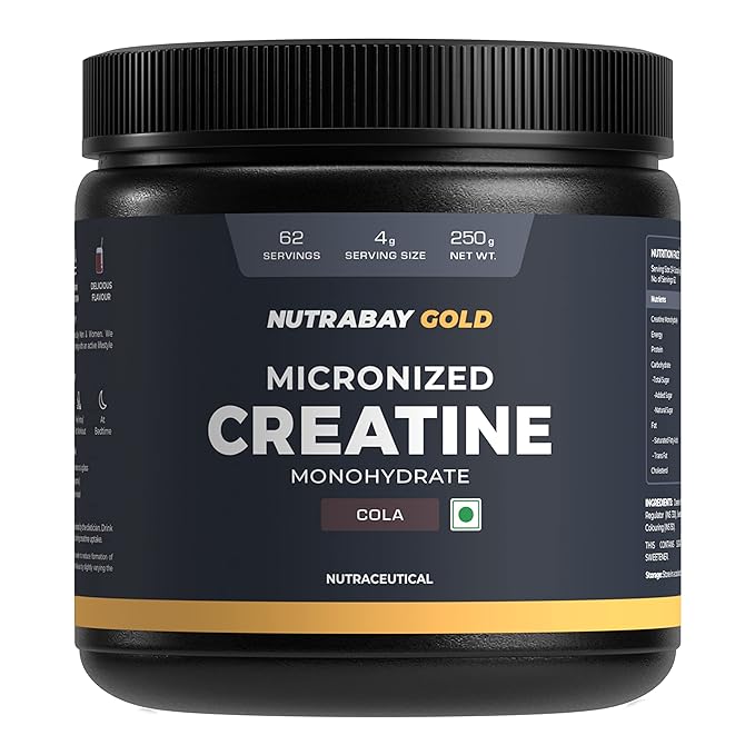 Nutrabay Gold Micronised Creatine Monohydrate | 250g | Pre-Post Workout | Muscle Repair | Cola