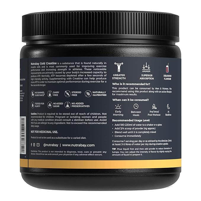 Nutrabay Gold Micronised Creatine Monohydrate | 250g | Pre-Post Workout | Muscle Repair | Cola