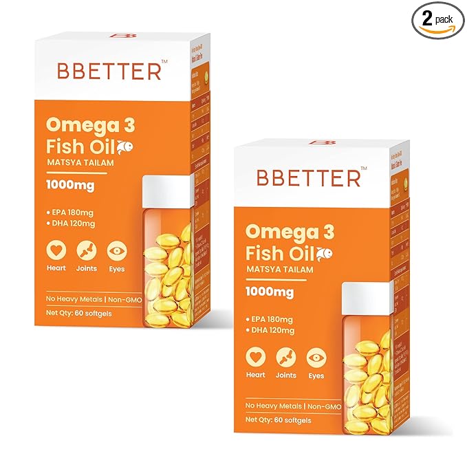 BBETTER Omega-3 Fish Oil 1000mg | Omega-3 Fatty Acids | Heart & Brain Health