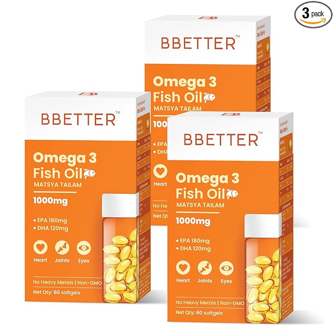 BBETTER Omega-3 Fish Oil 1000mg | Omega-3 Fatty Acids | Heart & Joint Health