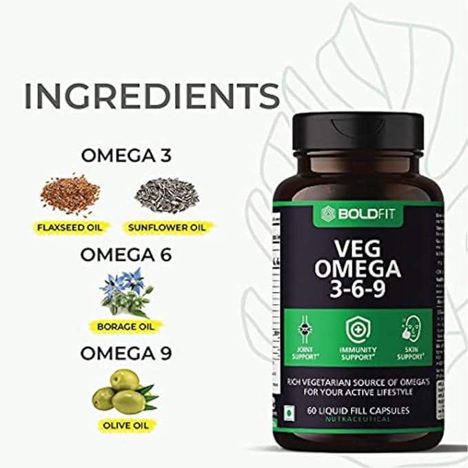 Boldfit Veg Omega 3-6-9 | Vegetarian Supplement | Heart | Joint and Muscle Support