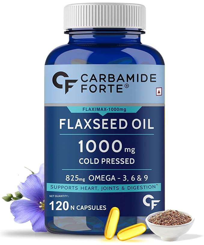 Carbamide Forte Cold Pressed Flaxseed Oil 1000mg | Omega 3 6 9 | Vegetarian