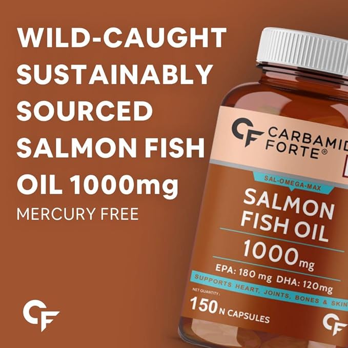 Carbamide Forte Salmon Fish Oil 1000mg | Omega-3 300mg | Heart & Joint Health | Softgels