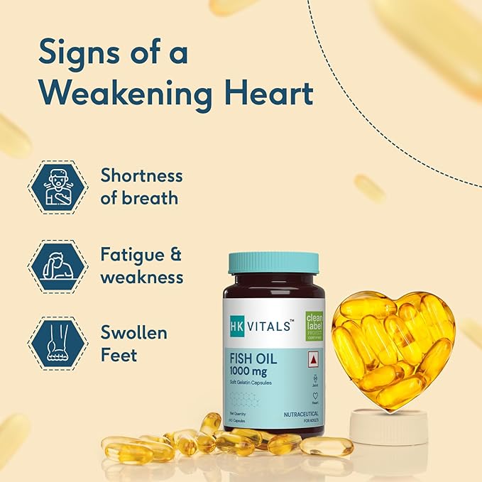HealthKart HK Vitals Fish Oil Capsule For Men And Women, (1000mg Omega 3 with 180 mg EPA & 120 mg DHA), Omega 3 Fish Oil Capsules