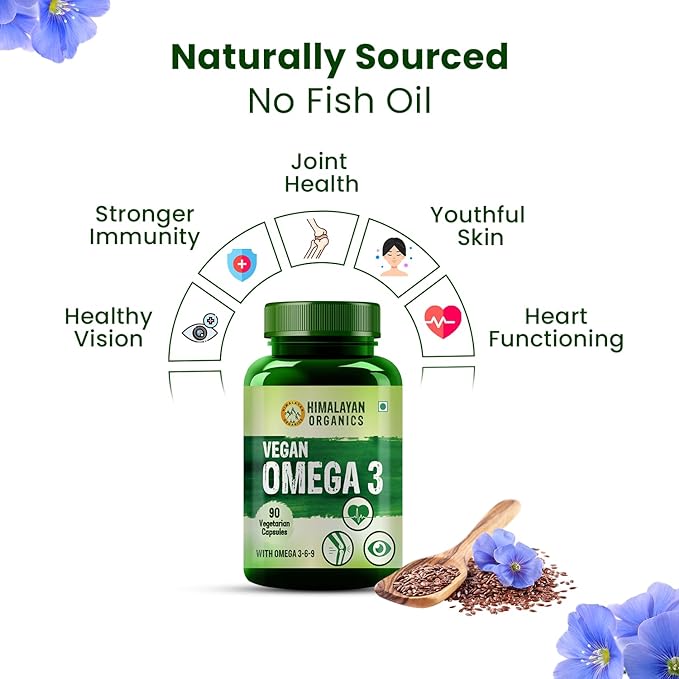 Himalayan Organics Omega 3 6 9 Vegan Natural Nutrition Supplement for Muscle, Bone, Heart & Skin