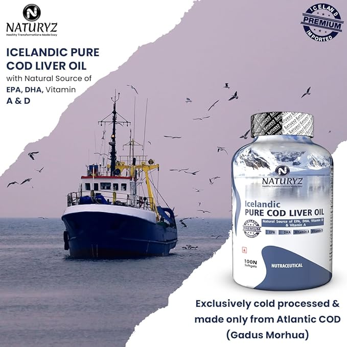 Naturyz Imported Icelandic COD Liver Oil Capsules with Natural Omega 3 (EPA & DHA)