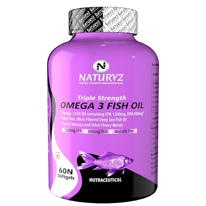 Naturyz 2450 mg Triple Strength Omega 3 Fish Oil with Highest Strength