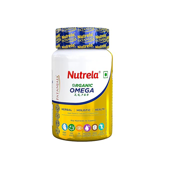 Nutrela Patanjali Organic Omega 3 6 7 9 Nutrition Supplement, EPA 200mg & DHA 150mg