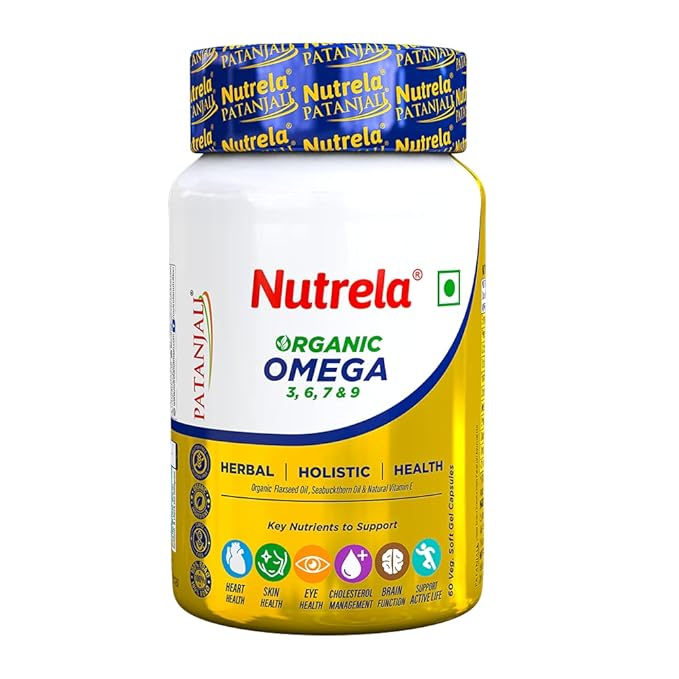 Nutrela Patanjali Organic Omega 3 6 7 9 vegetarian softgels
