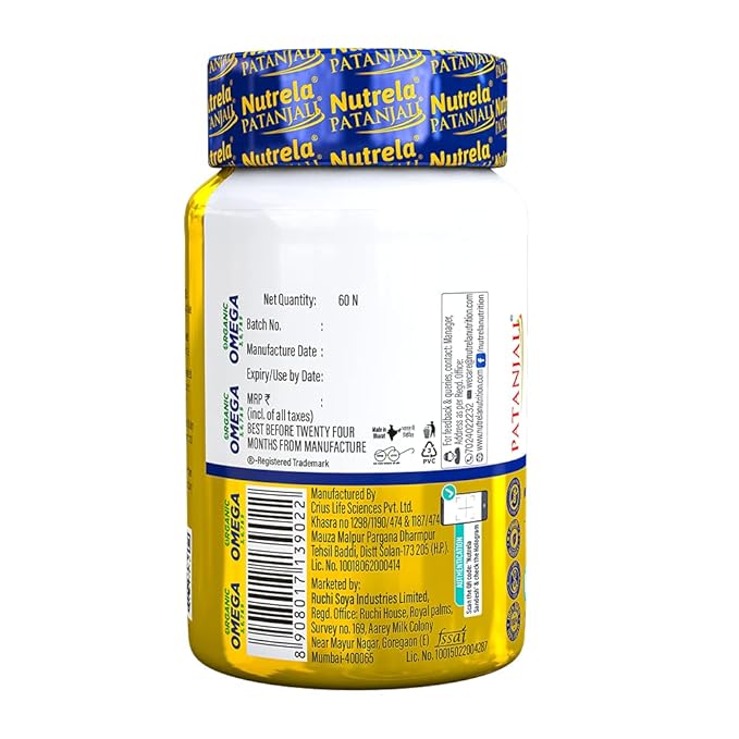 Nutrela Patanjali Organic Omega 3 6 7 9 vegetarian softgels