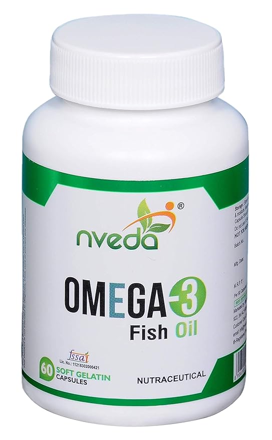 Nveda Omega-3-Fish-Oil 1000mg For Men & Women, Omega 3 fatty-acid with 180mg EPA-DHA 120mg for Healthy Heart, Eyes, Brain & Joints