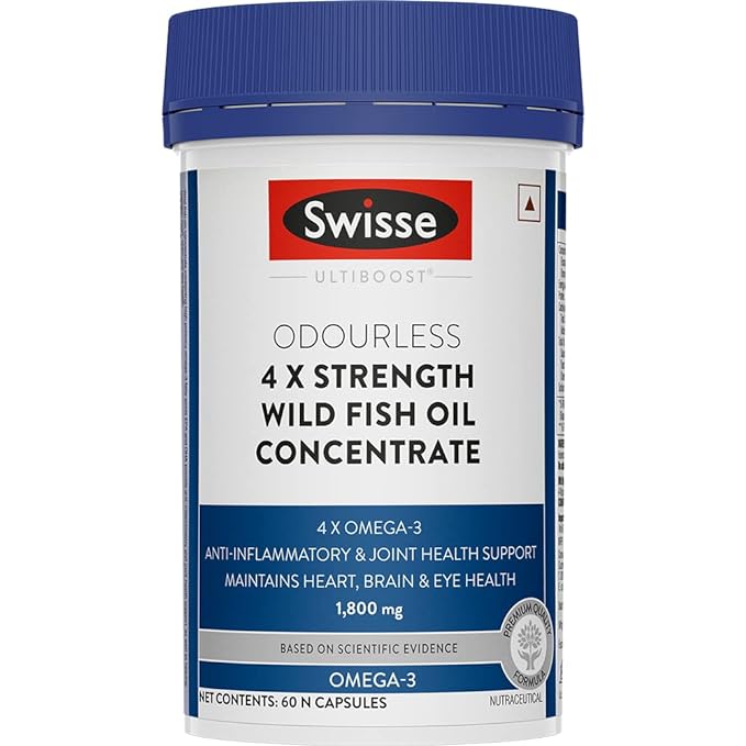 Swisse 4X Strength Fish Oil (1800mg Omega 3 In Single Capsule) Highest Fish Oil Strength