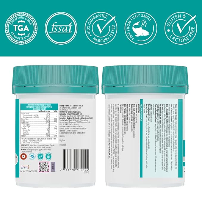 Swisse Fish Oil with 1500mg Omega 3 In One Capsule Manufactured In Australia, Highest Omega-3 Content In One Capsule