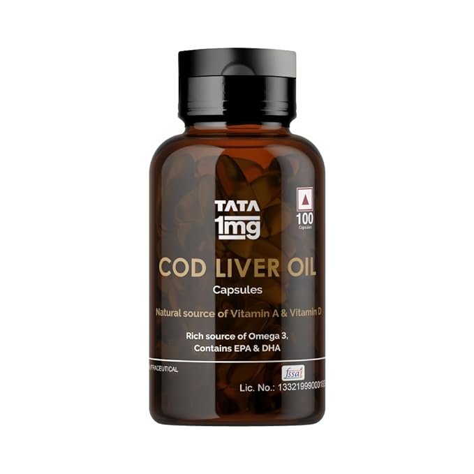 TATA 1mg Cod liver Oil Capsule with Omega 3 (EPA & DHA), Vitamin A & Vitamin D