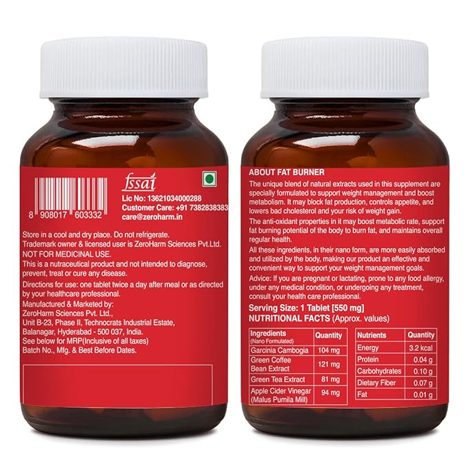 Zeroharm Fat Burner tablets Metabolism booster & weight loss supplement