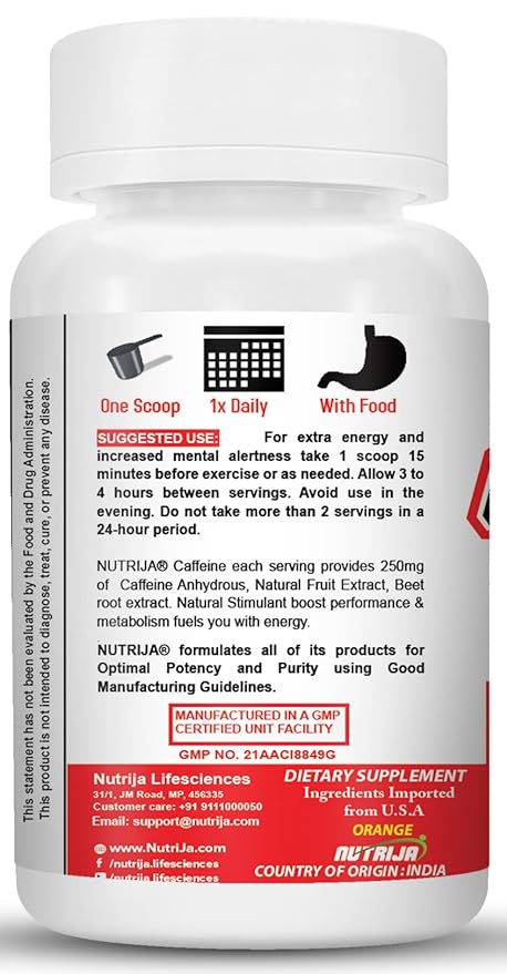 NutriJa Caffeine Powder Pre Workout Supplement