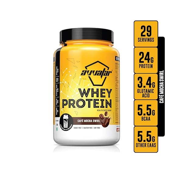 Avvatar Whey Protein | Isolate and Concentrate Blend | 27g Protein | Fresh Cow Milk | Lean Muscle | Cafe Mocha Swirl