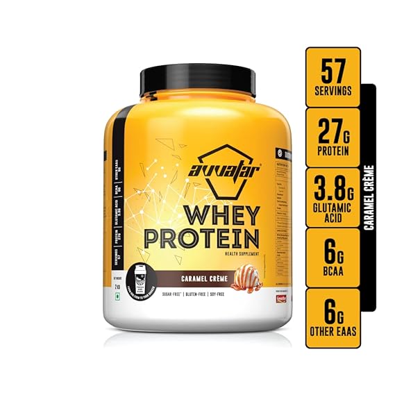 Avvatar Whey Protein | Isolate and Concentrate Blend | 27g Protein | Fresh Cow Milk | Lean Muscle | Caramel Creme