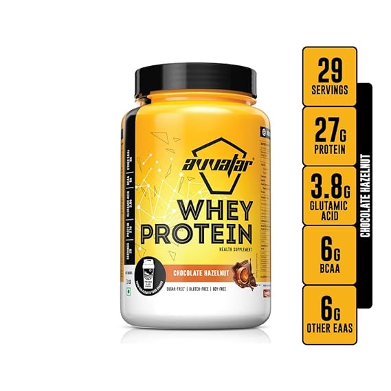 Avvatar Whey Protein | Isolate and Concentrate Blend | 27g Protein | Fresh Cow Milk | Lean Muscle | Chocolate Hazelnut