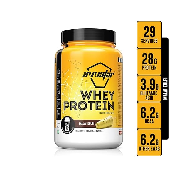 Avvatar Whey Protein | Isolate and Concentrate Blend | 27g Protein | Fresh Cow Milk | Lean Muscle | Malai Kulfi