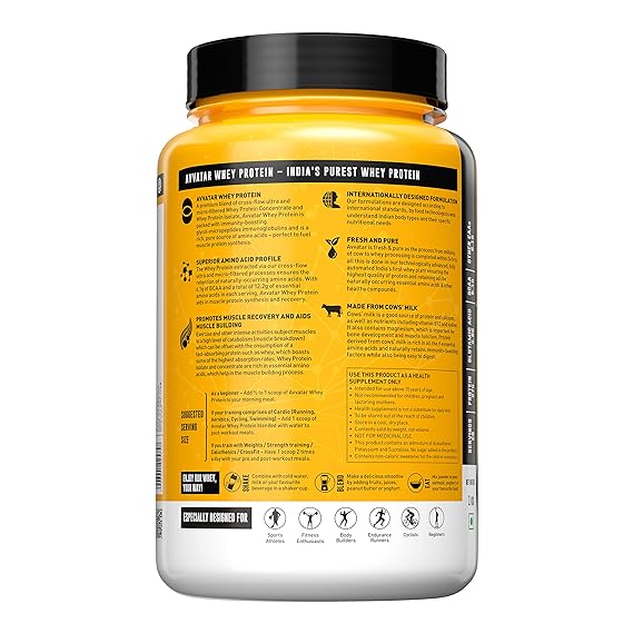 Avvatar Whey Protein | Isolate & Concentrate Blend | 27g Protein | Fresh Cow's Milk | Lean Muscle | Mango Rush
