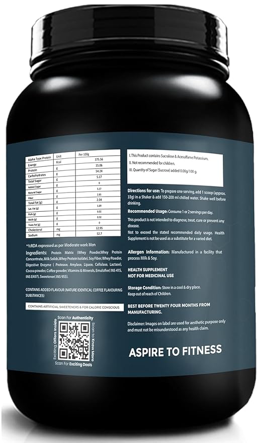 Fitspire Fit Super Whey Protein | 35g Protein | 7.8g BCAA | Free Shaker Whey Blend | Muscle Recovery | Gourmet Coffee