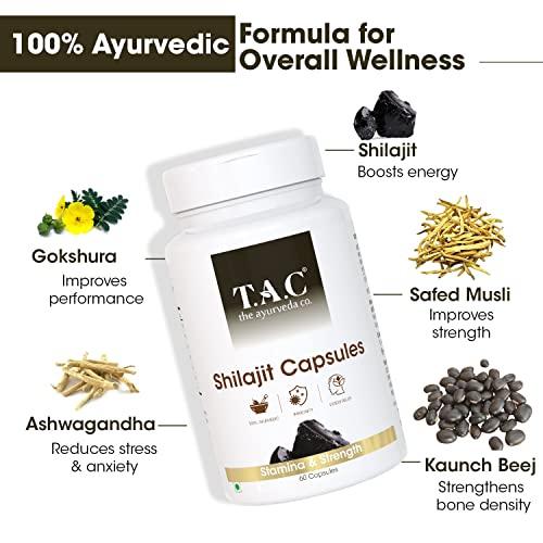 TAC - The Ayurveda Co. Shilajit Capsules for Men With Power of Natural Shilajit and Ashwagandha | Helps Boost Immunity