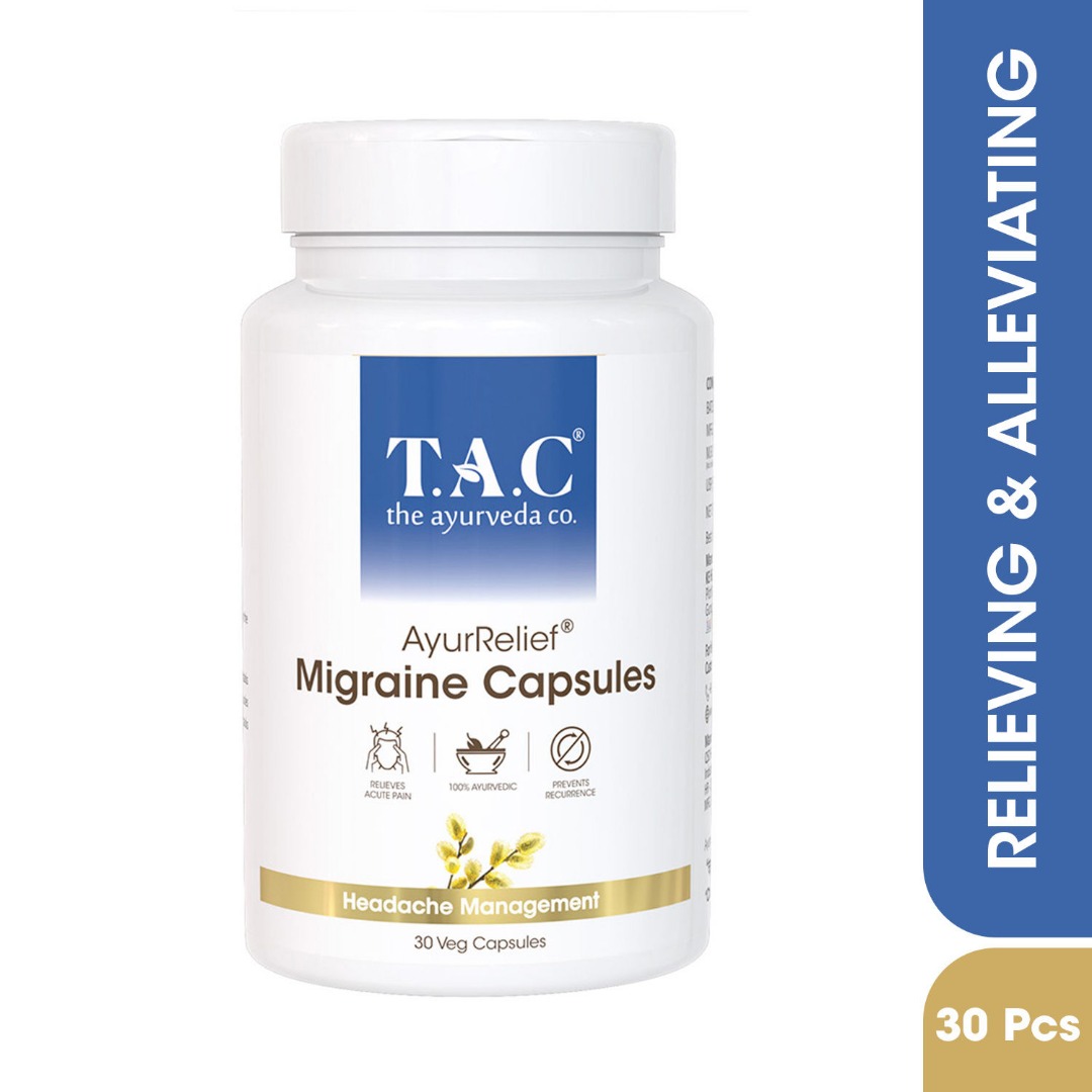 TAC - The Ayurveda Co. AyurRelief Migraine Capsules for Severe Headache and Improves Sleep Quality