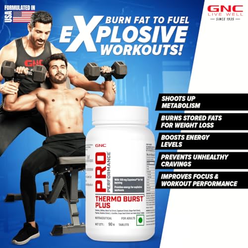 GNC Pro Performance Thermo Burst Hardcore | Fat Burner | Boosts Metabolism | High Energy and Focus | 90 Tablets