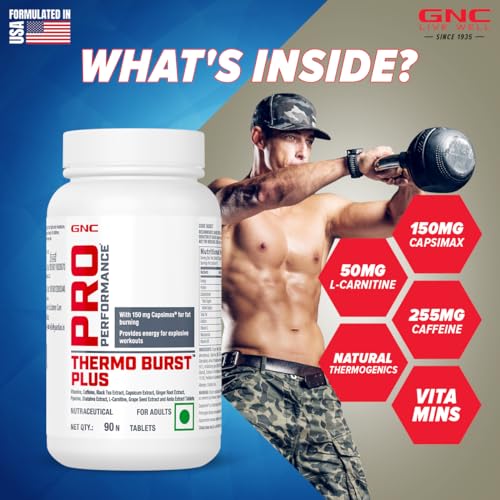 GNC Pro Performance Thermo Burst Hardcore | Fat Burner | Boosts Metabolism | High Energy and Focus | 90 Tablets