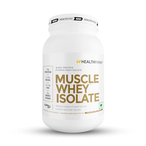 Healthfarm Muscle Whey Isolate Protein Powder, 100% Pure Isolate, Cookies and Cream