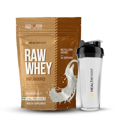 Healthfarm Raw Whey Unflavoured Whey Protein Concentrate & Whey Isolate Protein Powder, 33 Servings