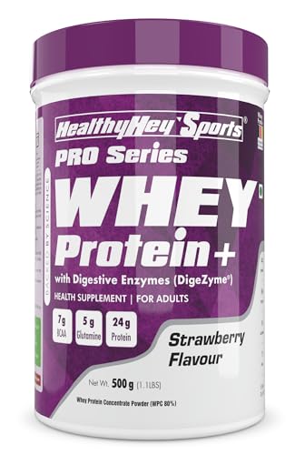 HealthyHey Nutrition Sports Whey Protein Concentrate, Strawberry